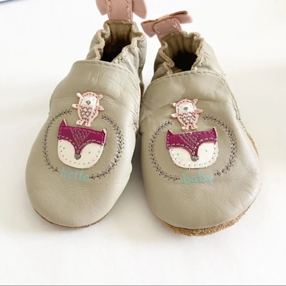 Robeez Hello Baby 0-6 mo‎ owl leather moccasins